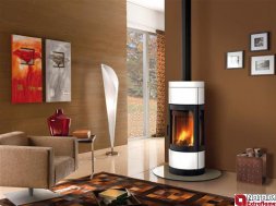 La Nordica FORTUNA panorama biela 7kw teplovzdušné krbové kachle