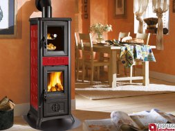 La Nordica GEMMA s rúrou elegance bordó 6,5kw teplovzdušné krbové kachle
