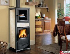 La Nordica ROSSELLA PLUS EVO s rúrou liberty pergamena 9,1kw teplovzdušné krbové kachle