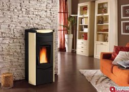 La Nordica Extraflame Melinda Idro Steel pergamena 14,1kw teplovodné krbové kachle na pelety